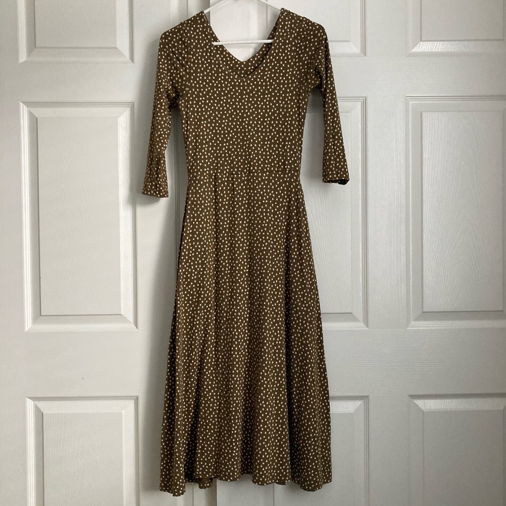 Pact Organic Women's Retro Geo Fit & Flare Midi Party Dress Size Small - Picture 2 of 9